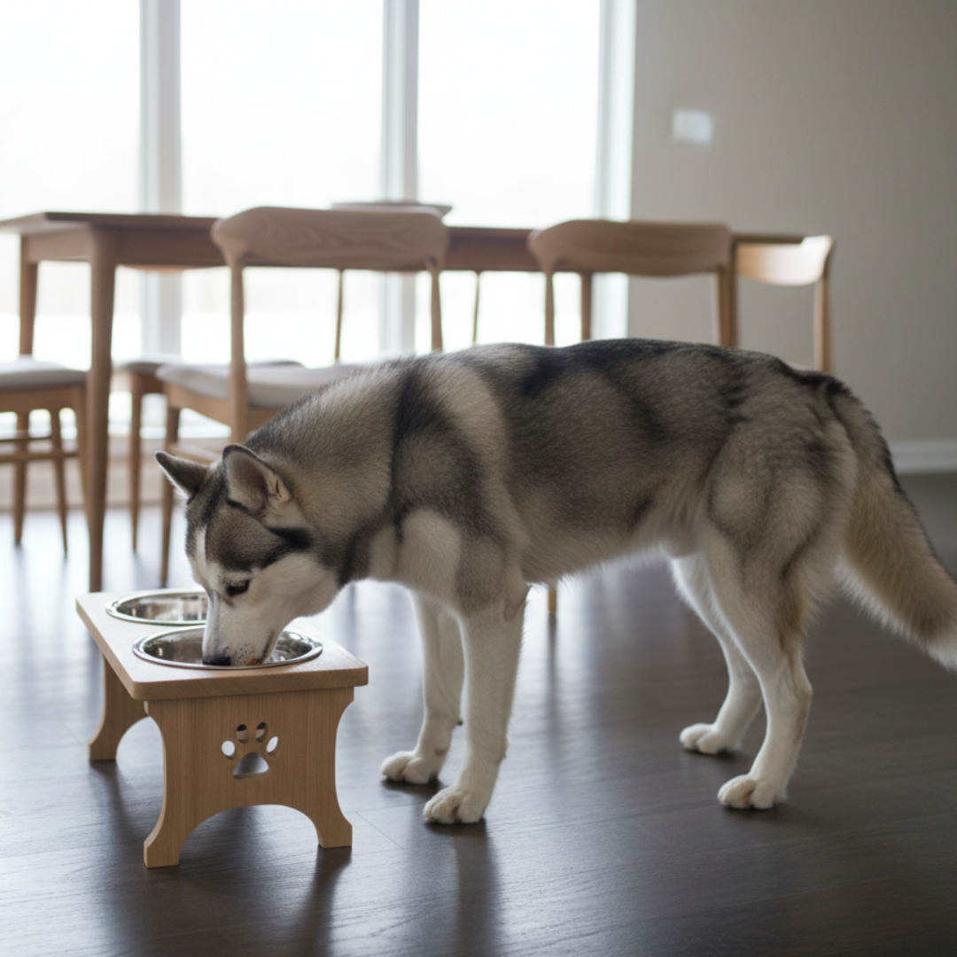 Elevated Wooden Dog Bowl for Large Dogs – Waterproof Wood Stand, Food-Grade 304 Stainless Steel Bowl, Protects Neck & Spine | PETCO GLOBAL