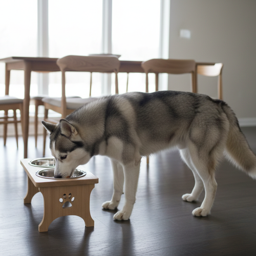 Elevated Wooden Dog Bowl for Large Dogs – Waterproof Wood Stand, Food-Grade 304 Stainless Steel Bowl, Protects Neck & Spine | PETCO GLOBAL