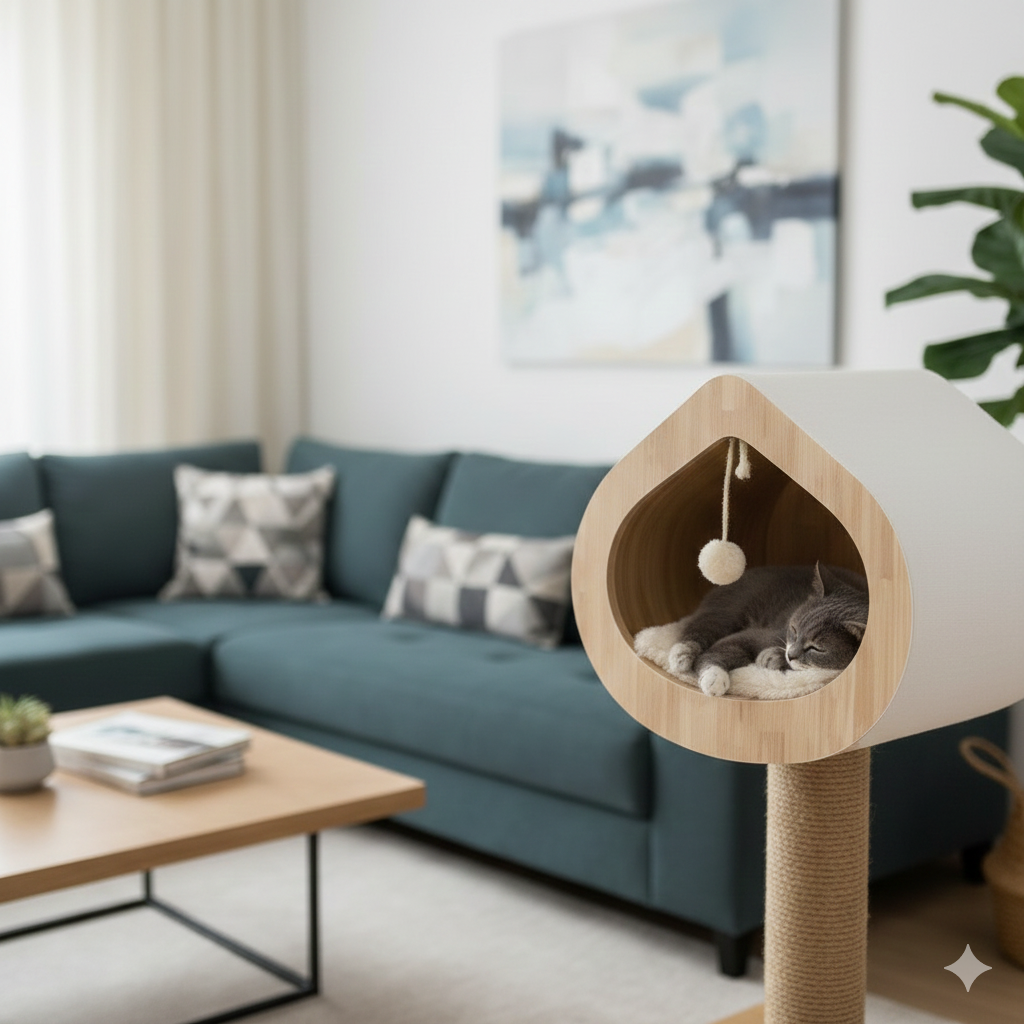 Premium Lotus Design Cat Tree – Luxury Cat House & Sturdy Sisal Scratching Post