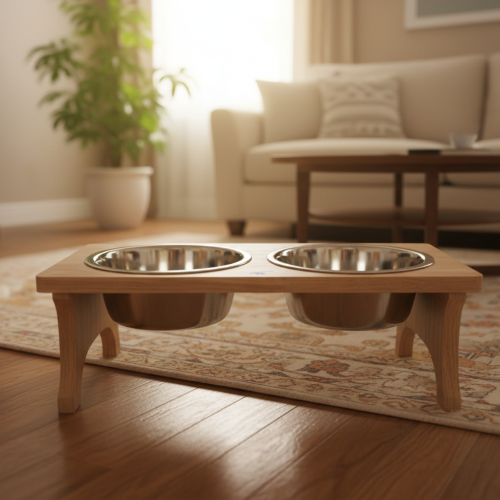 Elevated Wooden Dog Bowl for Large Dogs – Waterproof Wood Stand, Food-Grade 304 Stainless Steel Bowl, Protects Neck & Spine | PETCO GLOBAL