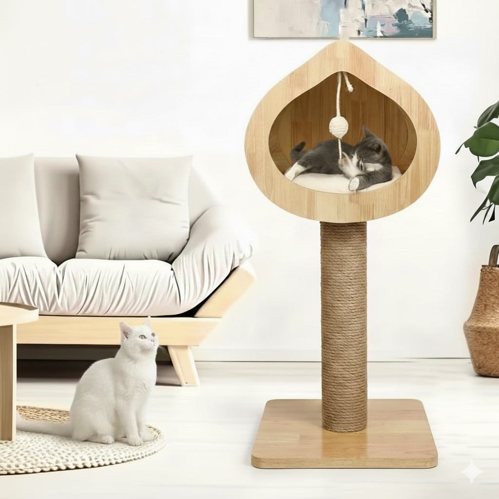Premium Lotus Design Cat Tree – Luxury Cat House & Sturdy Sisal Scratching Post