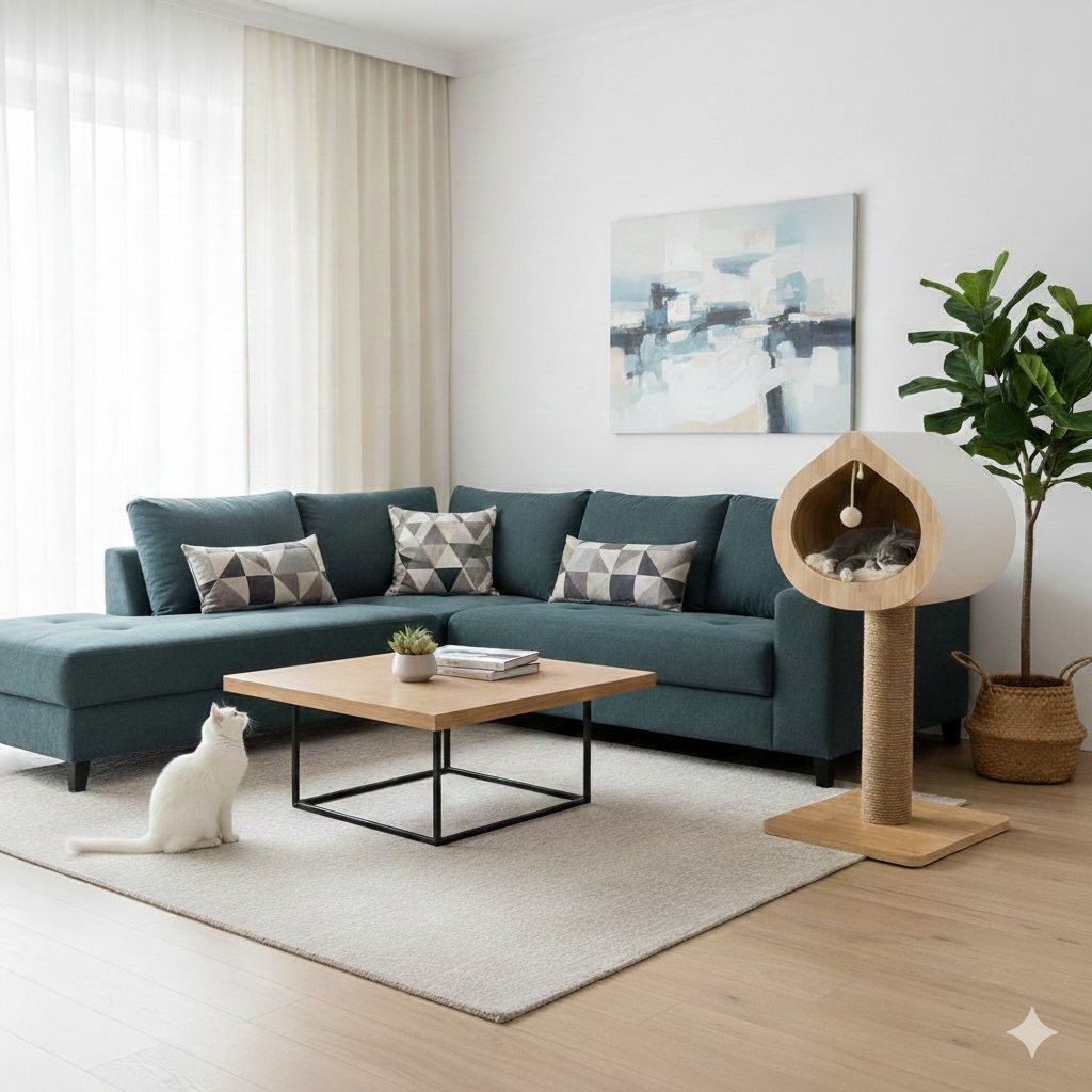 Premium Lotus Design Cat Tree – Luxury Cat House & Sturdy Sisal Scratching Post