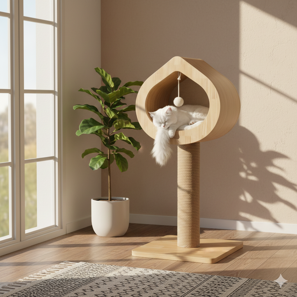 Premium Lotus Design Cat Tree – Luxury Cat House & Sturdy Sisal Scratching Post