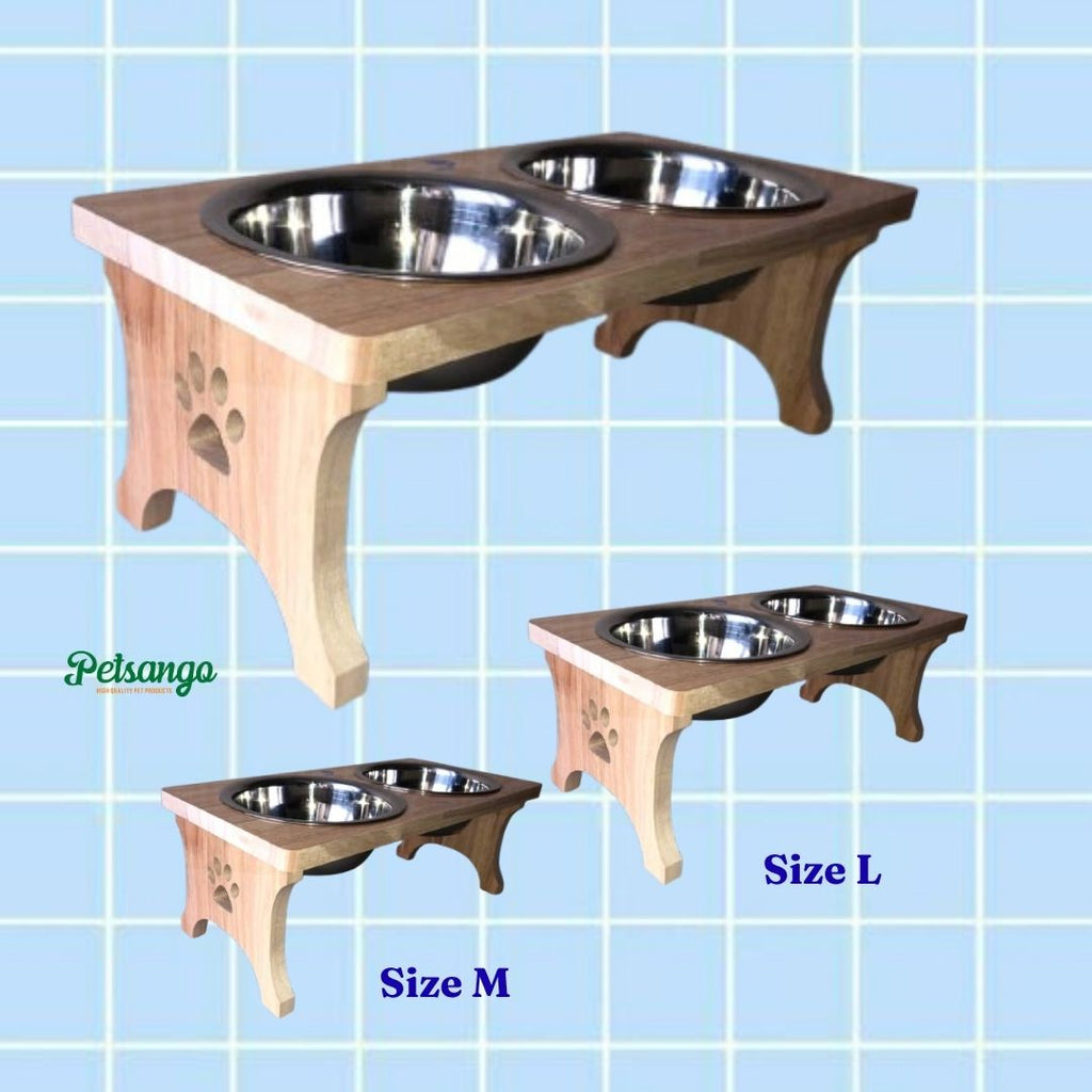 Elevated Wooden Dog Bowl for Large Dogs – Waterproof Wood Stand, Food-Grade 304 Stainless Steel Bowl, Protects Neck & Spine | PETCO GLOBAL