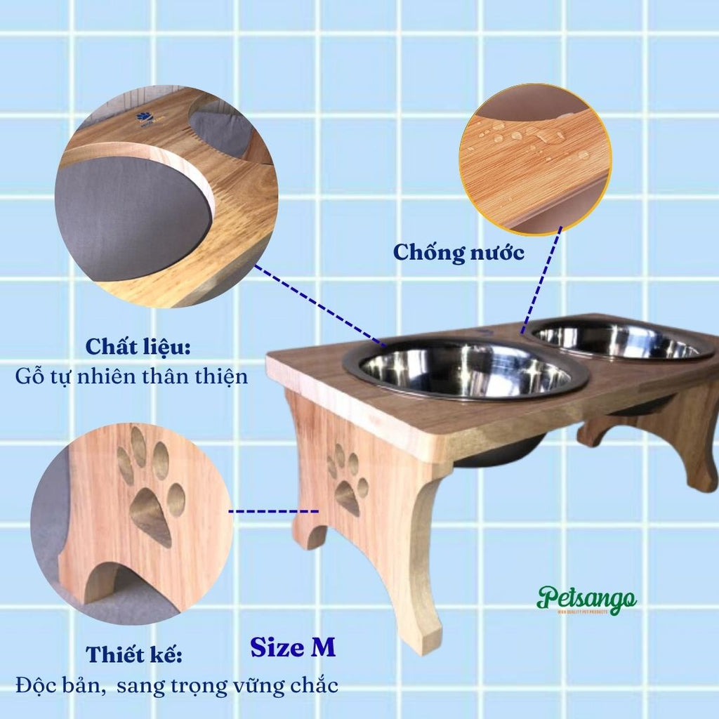 Elevated Wooden Dog Bowl for Large Dogs – Waterproof Wood Stand, Food-Grade 304 Stainless Steel Bowl, Protects Neck & Spine | PETCO GLOBAL