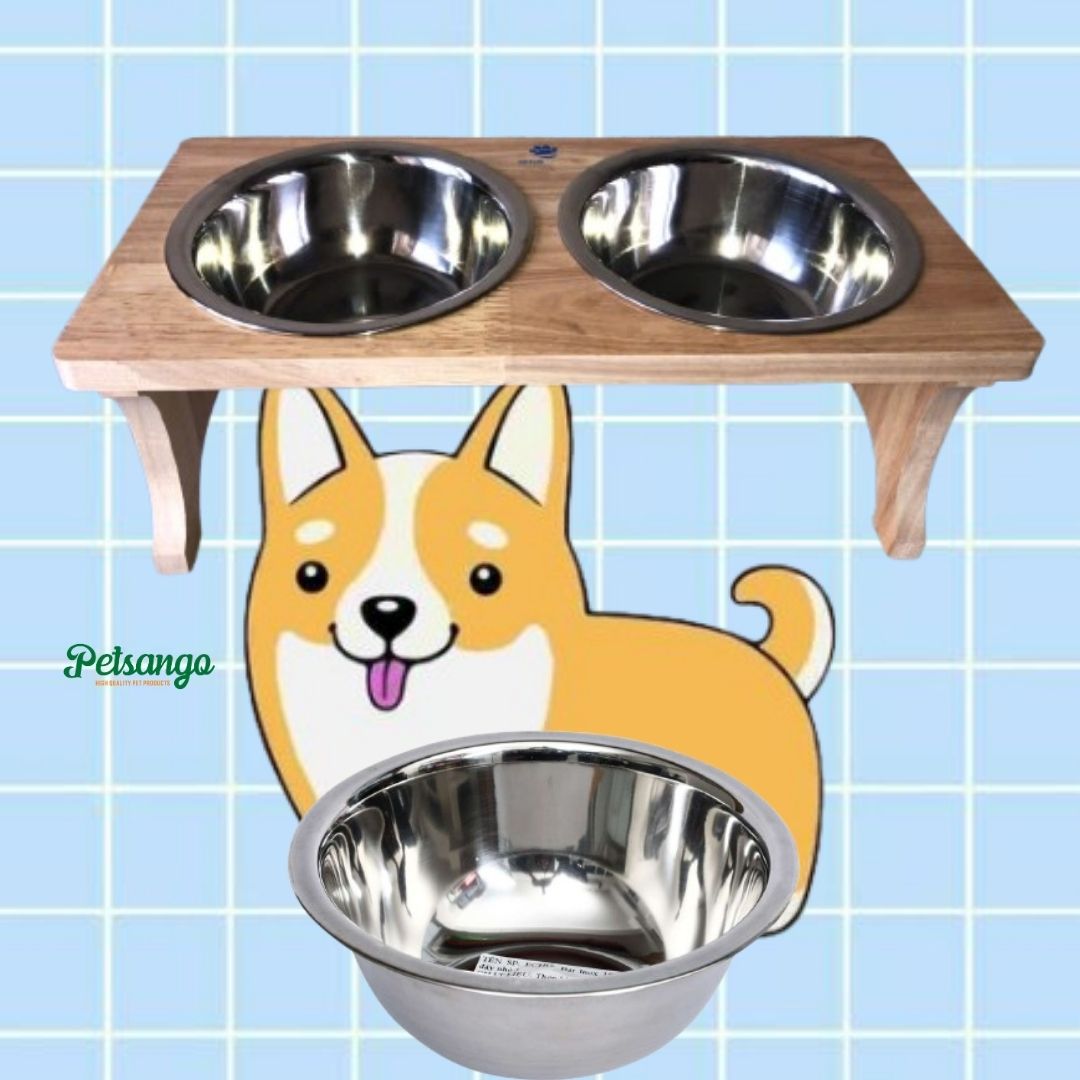 Elevated Wooden Dog Bowl for Large Dogs – Waterproof Wood Stand, Food-Grade 304 Stainless Steel Bowl, Protects Neck & Spine | PETCO GLOBAL
