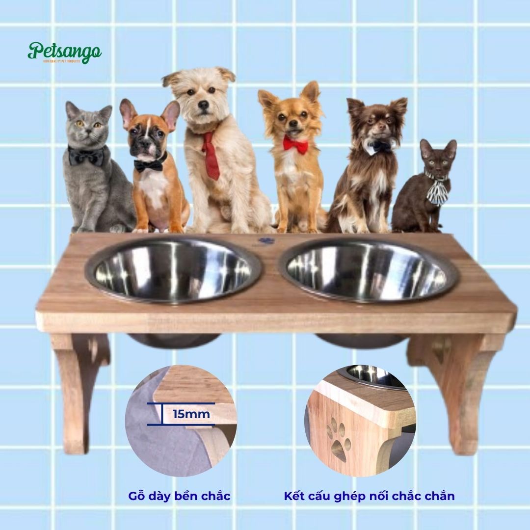 Elevated Wooden Dog Bowl for Large Dogs – Waterproof Wood Stand, Food-Grade 304 Stainless Steel Bowl, Protects Neck & Spine | PETCO GLOBAL