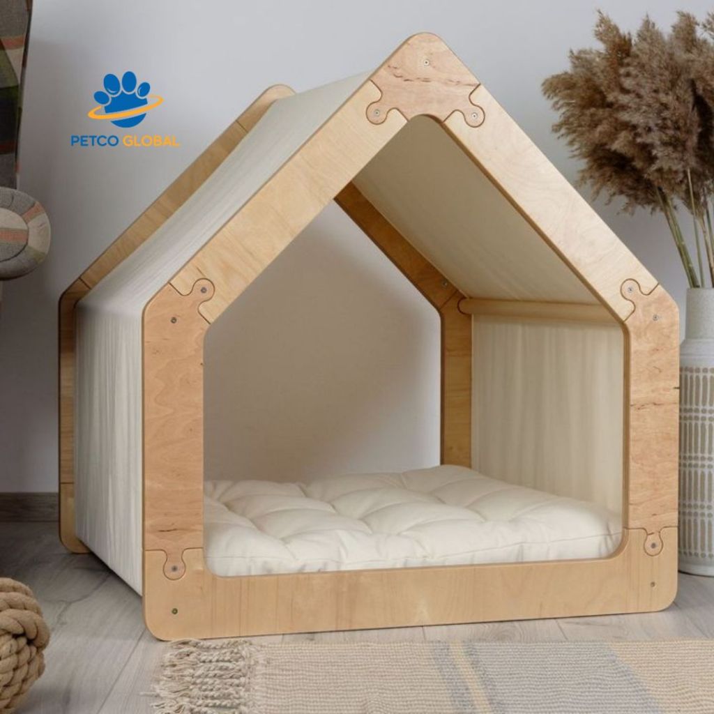 Premium Modular Wooden Cat House & Dog House - Secure Design by PETCO GLOBAL | Assembled Pet Bed