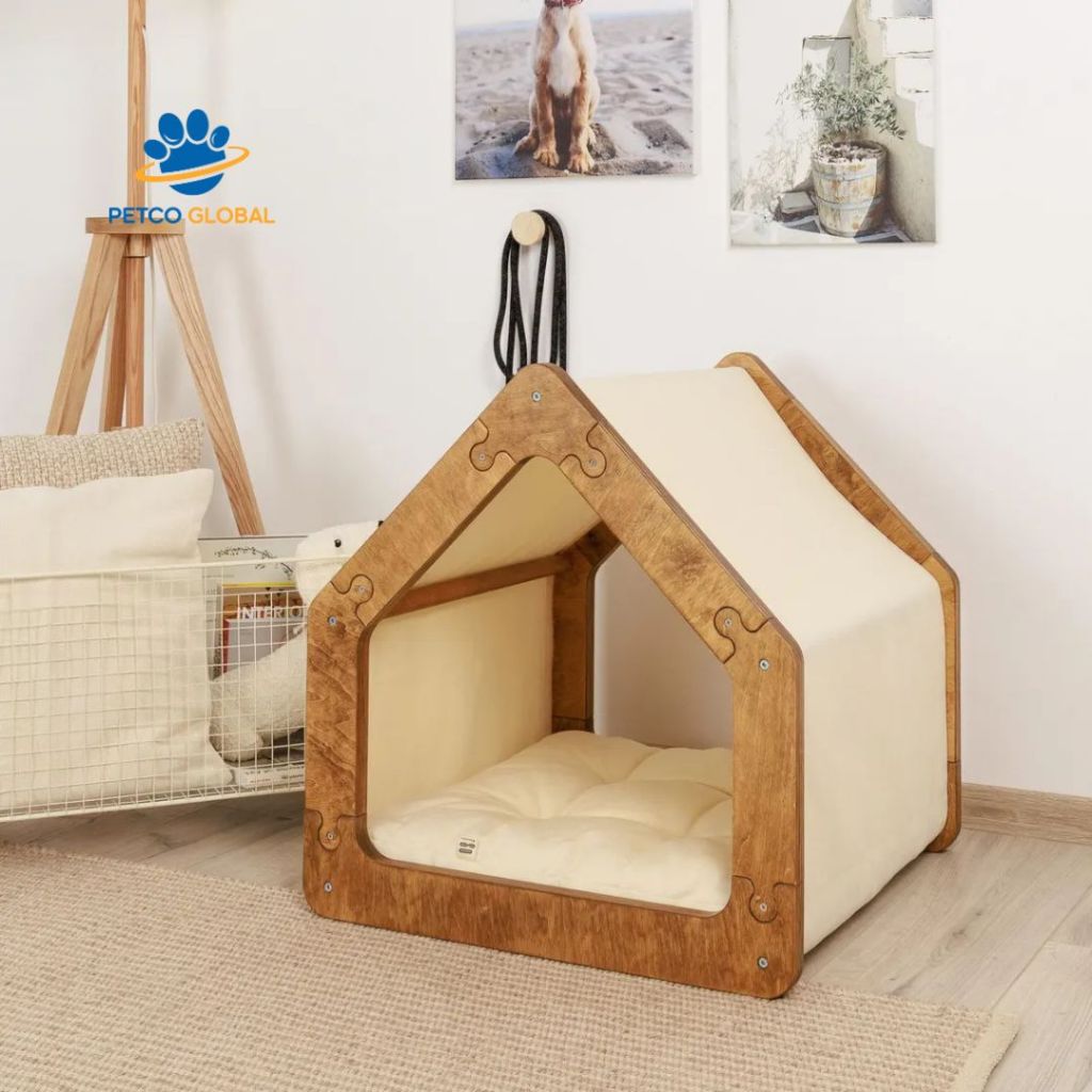 Premium Modular Wooden Cat House & Dog House - Secure Design by PETCO GLOBAL | Assembled Pet Bed