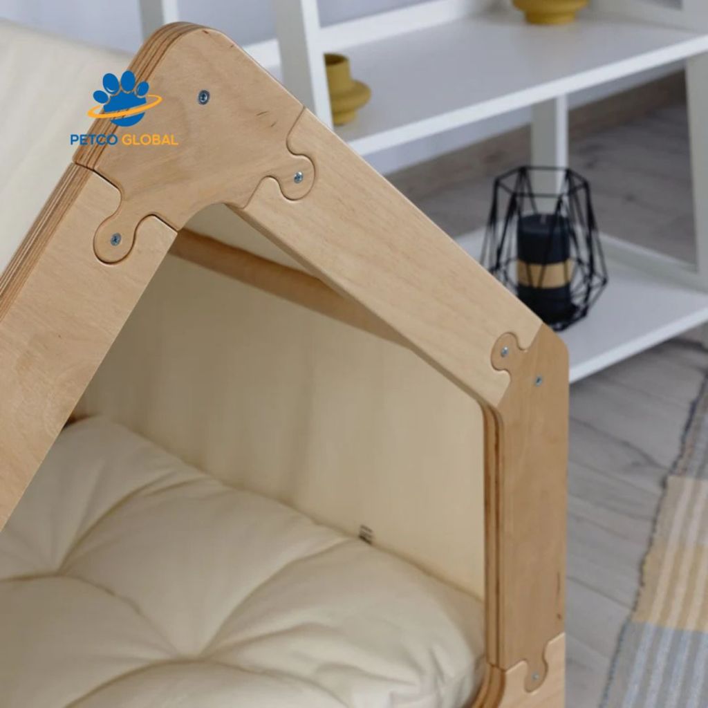 Premium Modular Wooden Cat House & Dog House - Secure Design by PETCO GLOBAL | Assembled Pet Bed