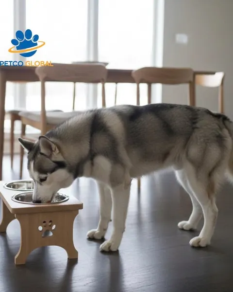 Chó Husky ăn bằng bát ăn nâng cao Petco Global