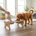 Đổ thức ăn vào bát ăn nâng cao Petco Global cho chó